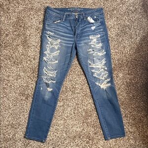 American Eagle Outfitters Ripped Blue Skinny Jeans